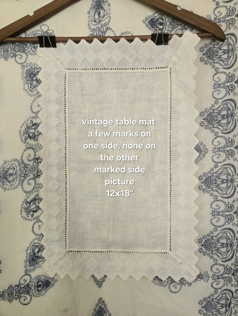 4/$15 Vintage Ivory Lace Placemat 12x18